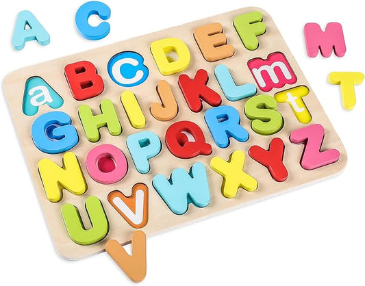 Aile Toddler Wooden Preschool Learning Alphabet Peg Puzzle Board Toys