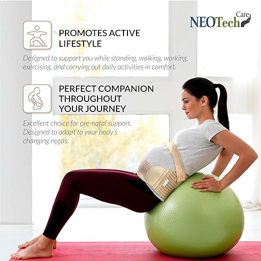 NeoTech Care Pregnancy Support Maternity Belt, Waist/Back/Abdomen Band, Belly Brace (Size XL, Beige Color)