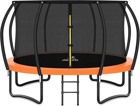 Trampoline 8FT 10FT 12FT 14FT 16FT, Recreational Trampolines with Enclosure Net and Ladder, Outdoor Anti-Rust Trampolines for Kids and Adults, ASTM Approved