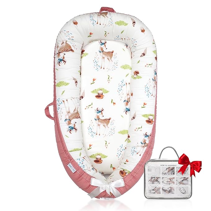 Baby Lounger | Organic Cotton Infant Lounger | Reversible, Adjustable & Portable Floor Lounger | Soft, Breathable, Washable Cover