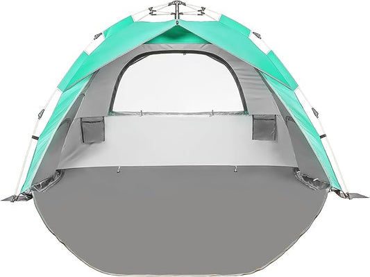 Beach Tent Pop Up Beach Sun Shade Tent with UPF 50+ UV Protection, Removable Floor Zippered Privacy & Ventilation Sun Shelter Family 3 to 4 Person