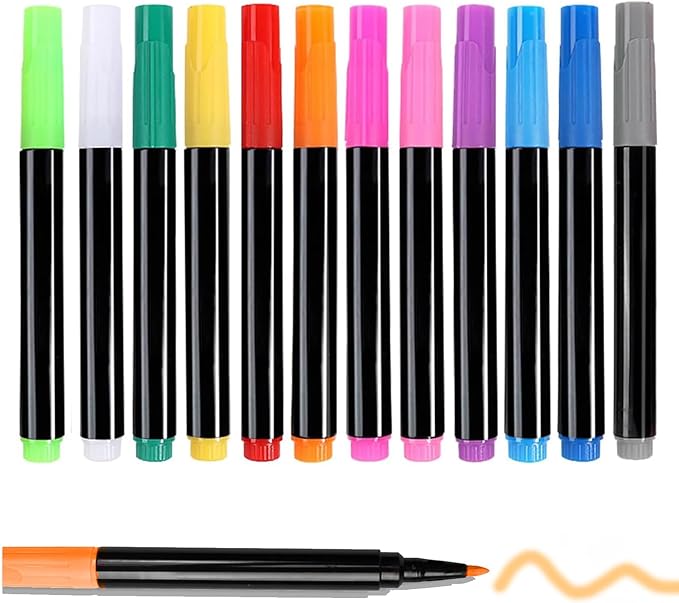 12-Color Markers for Doodle Glow，Neon Dry Erase Markers for Led Drawing Board, Non-Toxic Erasable Chalk Marker for Clear Acrylic Calendar, Mirror, Window, First Day Of School Sign