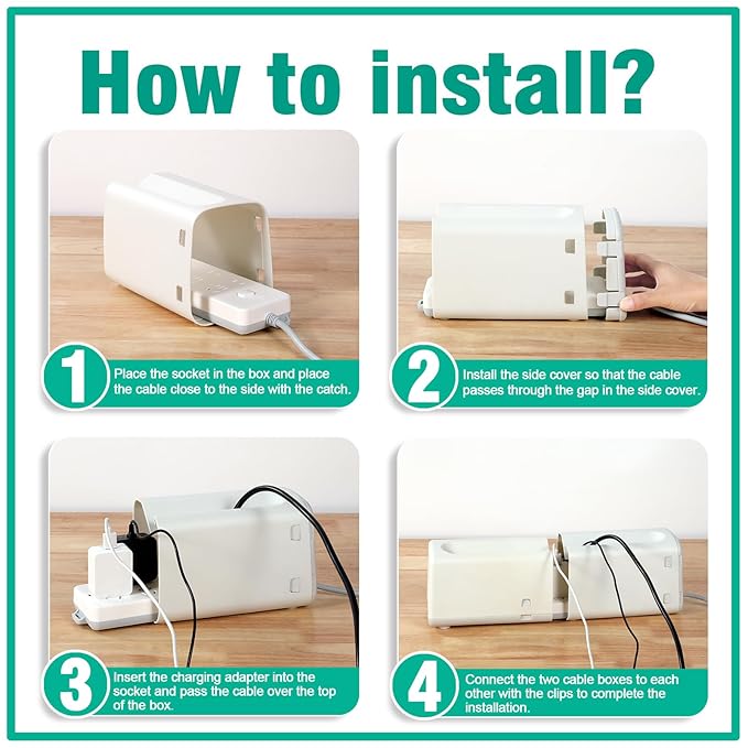 Improved Power Strip Cover Box(2 Pack) 丨Outlet Covers Baby Proofing丨Outlet Cover Box丨Adjustable Length Childproof Outlet Cover丨Preventing Toddlers from Touching Sockets丨Fits Most Sockets.