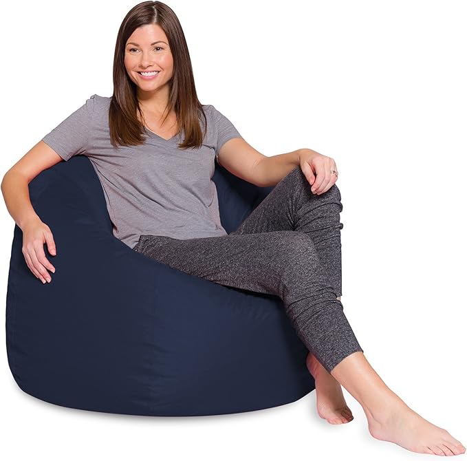 Posh Creations Bean Bag Chair for Kids, Teens, and Adults Includes Removable and Machine Washable Cover, Solid Navy Blue, 48in - X-Large