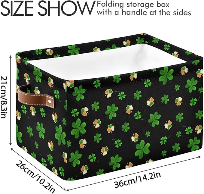 Storage Basket St Patrick's Day Cube Storage Bins Organizer Bag Collapsible Closet Shelf Baskets with handle for Baby Cloth Pet Toy Book 14.2×10.2×8.3 IN