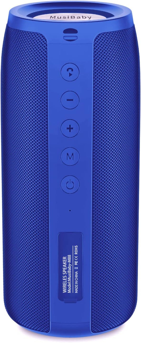 Bluetooth Speaker,MusiBaby M88 Speakers,Dual Pairing, Bluetooth 5.3,Loud Stereo Sound,Booming Bass,30H Playtime for Home& Outdoor Party,Beach,Portable Speaker,Gifts(Blue)
