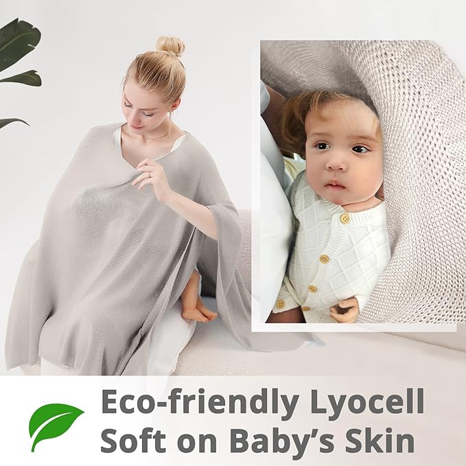Nursing Cover for Breastfeeding – Privacy Breast Feeding Covers for Women – Soft Lyocell Fabric, Lightweight & Breathable – Multi-Use Scarf, Shawl, Baby Blanket – One Size – with Laundry Bag