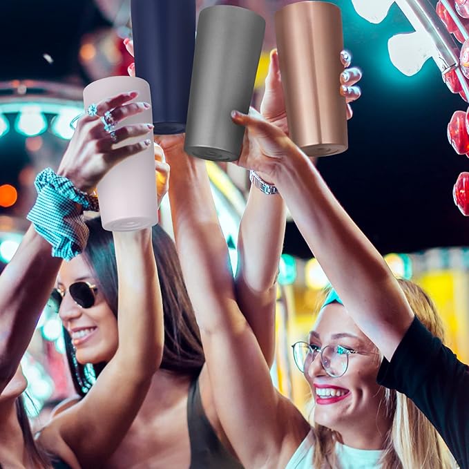 VEGOND 20oz Tumbler Bulk with Lid and Straw 12 Pack, Stainless Steel Vacuum Insulated Tumbler, Double Wall Coffee Cup Travel Mug, Rose Gold