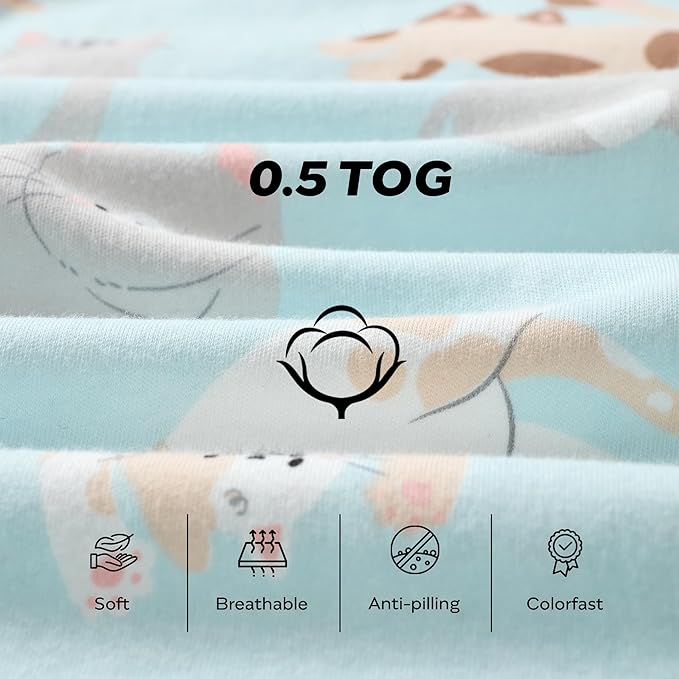 JELLYMONI Baby Sleep Sack 18-24 Months Wearable Blanket for Baby, 100% Cotton 2 Pack Infant Toddler Sleeping Sack Lightweight Soft 2-Way Zipper Sleepsack