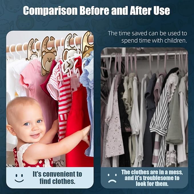 Baby Closet Dividers (Set of 8), Baby Hanger Dividers for Infant to Toddler, Nursery Organization for Clothes, Girl & Boy Closet Organizers