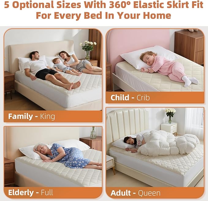 Lofe Organic Cotton Full Mattress Protector - Top&Side 100% Waterproof Mattress Protector, Breathable Organic Mattress Protectors, Noiseless Full Mattress Protectors Waterproof 75x54x17 in