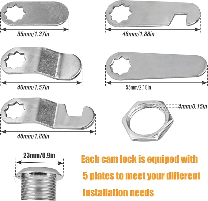 Zoofen 4 Pcs Cabinet Locks with Keys 1-1/8" Long Cam Locks Keyed Different Rustproof Mailbox Locks,RV Locks,Drawer Locks Fits on 0.4" Max Panel Thickness