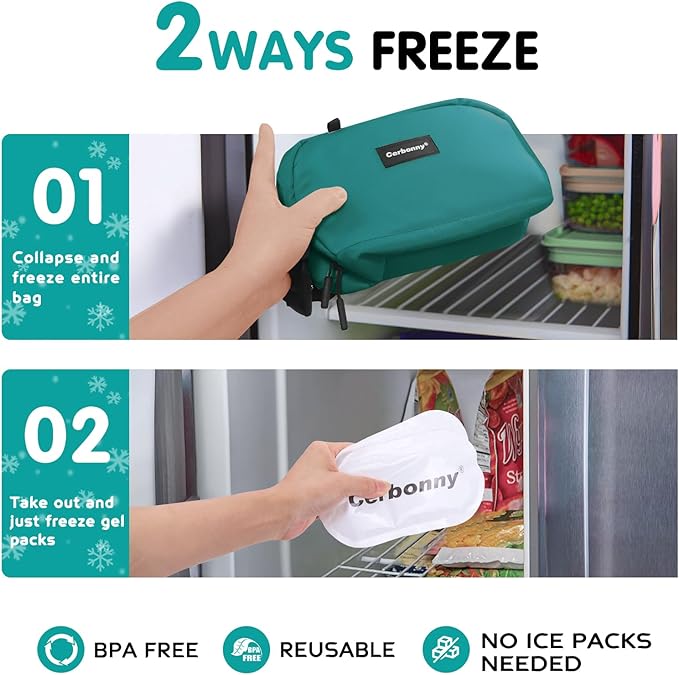 Cerbonny Small Cooler Bag Freezable Lunch Bag for Work School Travel, Leak-proof, Insulated, Waterproof, Portable, 3.5L, Iron Blue-2