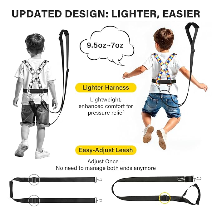 Safety Harness Leash for Kids with Autism, Special Needs and Older Children Ages 3-6 | Adjustable Walking Harness with Grab Handle and Tether | Keep Active ADHD/ASD Autistic Kids Safe