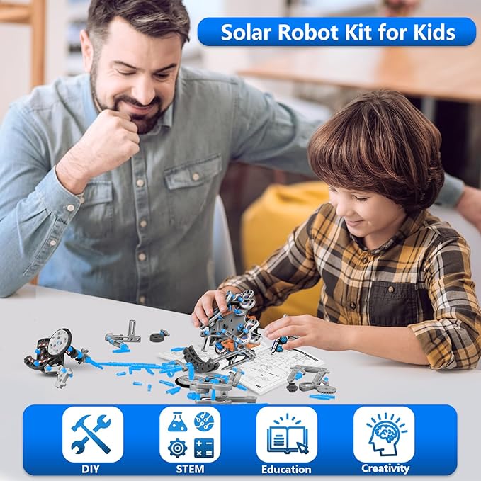 13-in-1 Solar Robot Toys for Ages 8 9 10 11 12 Year Old Boys Girls, STEM Science Kits for Kids Age 8-12, Building Experiments Robotics Kit STEM Projects for Kid Christmas Birthday Gifts (Gray)