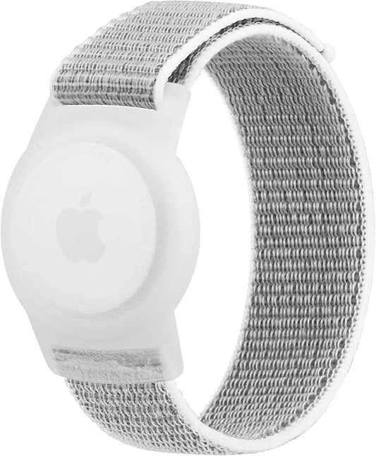 Kids Wristband Protective Case Compatible with Apple AirTag, Adjustable Nylon Bracelet for Air Tag GPS Tracker Holder with Anti Lost Watchband for Toddler Child Kids (Grey)