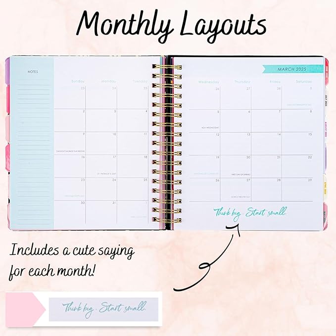 Votum 18-Month Day Large Planner, 2025-2026, Daily, Weekly & Monthly, January 2025 - June 2026, Life Is Good - Appointment Book with 3 Sticker Sheets, Twin-Ring Binding, Notes Pages - School & Work