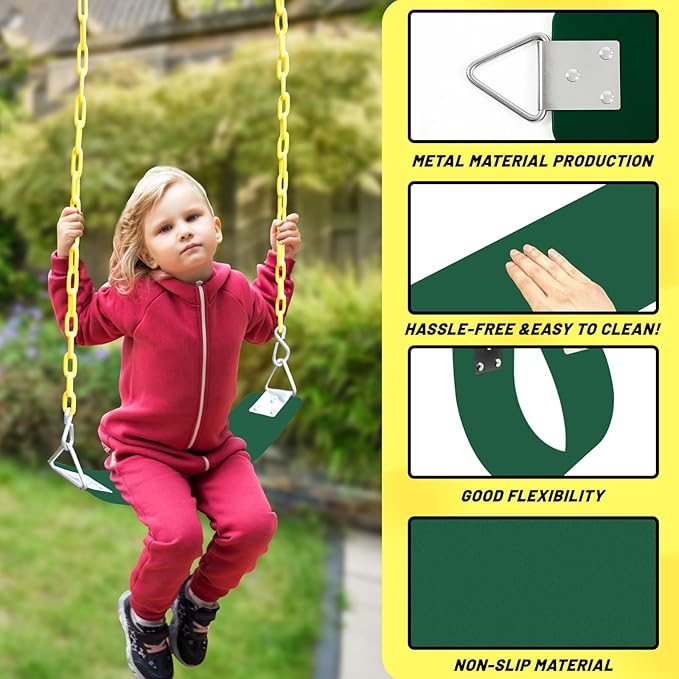 Swing Set for Kids with Chain-Play Swing for Adults with Stainless Steel Mental Taiangle Ring-Suitable for Family Backyard-Play Swing Set (AB010002-6)