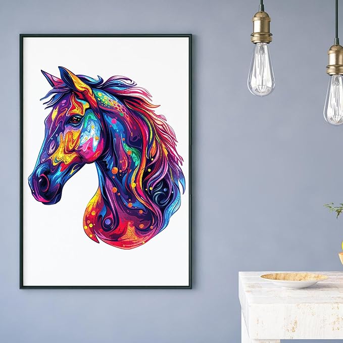 Puzzles for Adults 1000 Piece, Horse Liberty Cool Puzzles Wooden Jigsaw 22 * 25.6 in, Unique Shape Animal Adult, Irregular Wood Best Gift for Adults and Kids Family Game
