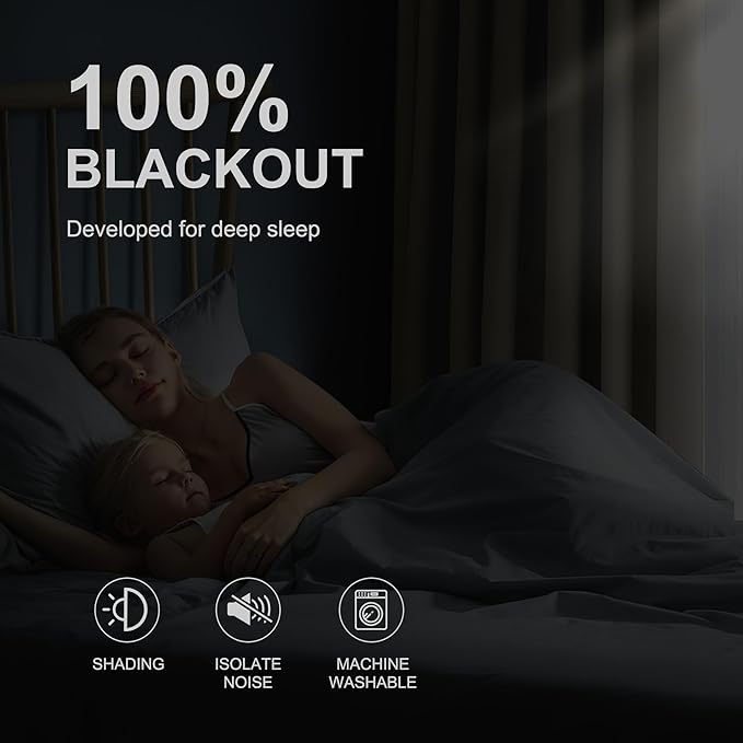 NICETOWN 100% Blackout Curtains for Bedroom Solid Thermal Insulated Grommet Room Darkening Curtains & Drapes Luxury Decor for Living Room Nursery, 52 x 84 Inch, Cream, 2 Panels