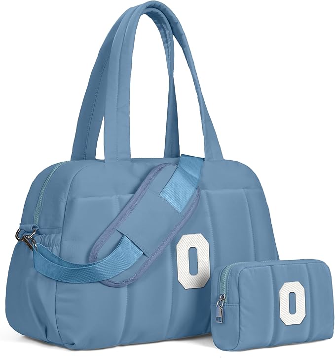 Initial Duffle Bag, Yoga Bags for Women，Overnight Bag with Wet Pocket，Lightweight Work Bags Personalized Gym Tote with Makeup Pouch-Gift Ideas for Preteen