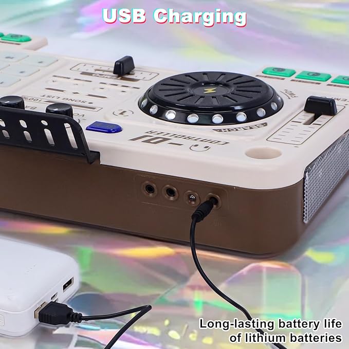 Magic4U Kids DJ Mixer, Toddler Rechargeable DJ Set with Lights, Sound Effect, Demo Songs and Reaction Music Games, Musical Toys Birthday Party Gift for 3-9 Years Old Girls Boys