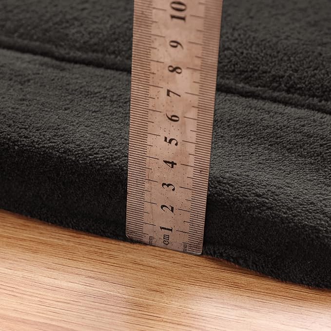 MAXYOYO Black Coral Velvet Area Rug, Thick Japanese Tatami Mat Living Room Carpet with Non-Slip Backing, Large Solid Color Mat for Bedroom Dormitory Yoga, 49 by 49 inch