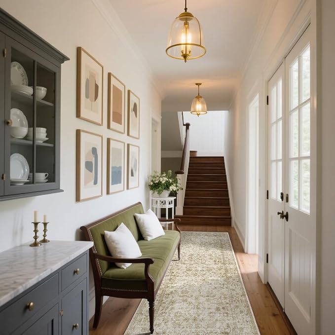 Washable Kitchen Rug Runners for Hallways: 2'x10' Bedroom Runner Rug Non Slip Low-Pile Stain Resistant Soft Carpet Runner for Indoor Entryway Hallways Kitchen Laundry Room Beside Farmhouse