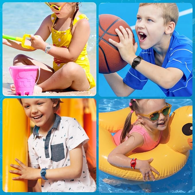 Waterproof Air Tag Bracelet for Kids (4 Pack), Soft Nylon Hidden Air Tag Wristband Full Cover Lightweight GPS Tracker Holder Compatible with Apple AirTag Band for Toddler (Black/Blue/ 2 Rainbow)