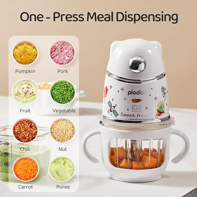 Baby Food Maker - Food Puree Processor, Fruits, Vegetables, Meats and Potatoes Mini Food Blender, Suitable for Avocados, Grapes and Strawberries Space Silver, 10 oz Gift Package