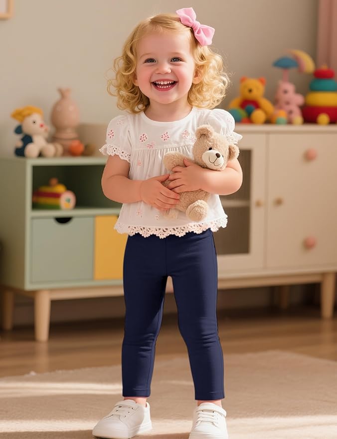 Witwot 3 Pack Baby Girls Leggings Toddler Kids Soft Cotton Pants Size 18M-5T