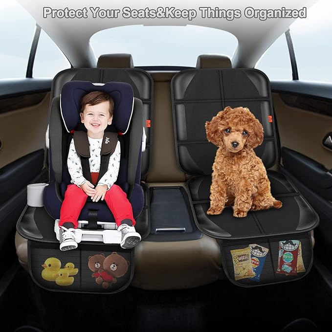 Car Seat Protector,Auto Car Seat Protectors Baby Carseat Waterproof Durable 600D Fabric for Child Baby Car Seat Mat Vehicle Pet Cover 2 Storage Pockets (1 Pack)