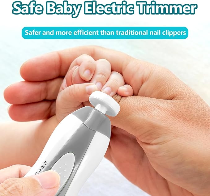 Baby Nail Trimmer Electric, 6 in 1 Rechargeable Baby Nail Clippers Manicure Set Grooming Kit for Toddler Infant or Adults (Grey)