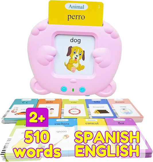 ZeenKind Spanish & English Talking Flash Cards with 510 Sight Words for Toddlers 3 4 5 6 Years Old, Learn Spanish for Kids, Audible Pocket Speech Early Learning Bilingual Flashcard Toys, 255 Cards.