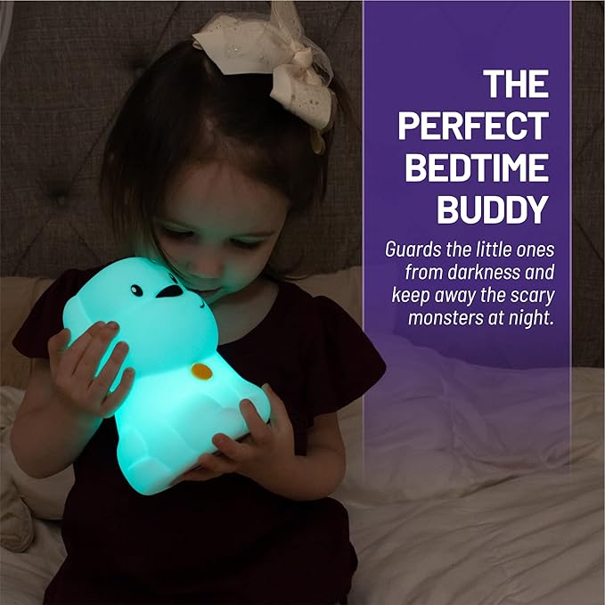 Lumipets Remote Control Silicone Night Light for Kids - Puppy Design with 9 Soft Colors & Sleep Timer - Rechargeable, Battery-Operated Lamp for Bedroom | Baby Nursery, Toddler, Girls, Boys
