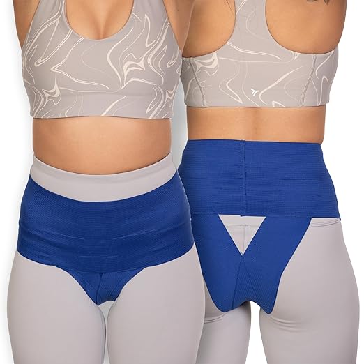 Patented Women’s Pelvic Floor Orthotic Support Belt ― Uterus Pain Relief Girdle for Dropped Bladder, Vulvar Varicosities, Postpartum Recovery, SPD | High Waist - Sapphire Blue (XS)