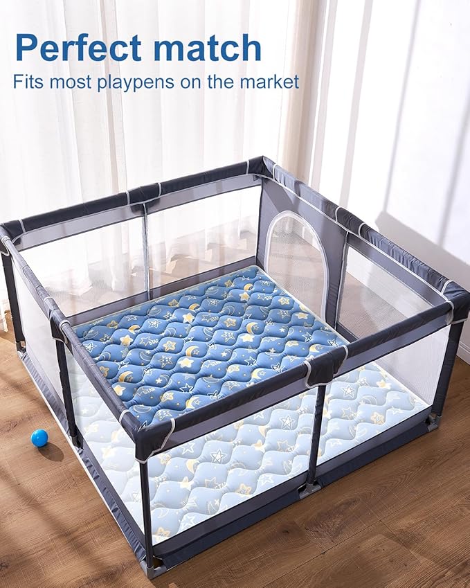 Odorless Premium Foam Baby Play Mat 36" x 36", Soft Microfiber Fabric Crawling Mat for Floor- Comfortable and Hypoallergenic, Non-Slip Cushioned Floor Playpen mat for Infants,Babies,Toddlers