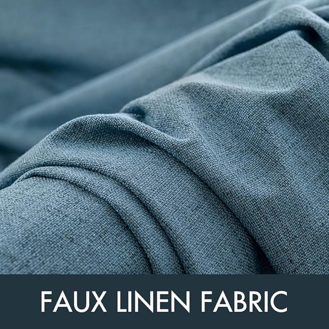 MIULEE Linen Blackout Curtains and Drapes 100% Room Darken Thermal Insulated Grommet Window Panels with Coating 2 PCs W 42 x L 84 inches Dusty Blue