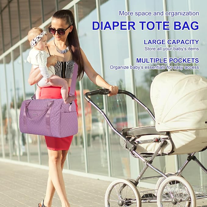 Diaper Bag Tote: Mommy Bag, Baby Bag for Boy and Girl, Mom Hospital Bag, Twins or 2 Kids Diapers Bag
