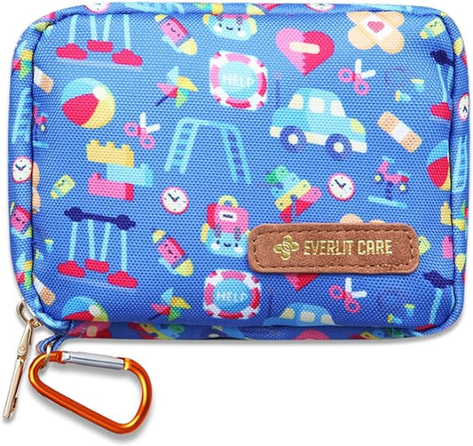 EVERLIT Mini Rescue Pack | 105 Medical Essentials Organized in Portable Storage Bag | Pocket Size Kids First Aid Kit with D Ring | Small Family-Friendly Travel Medical Kit (Playground)
