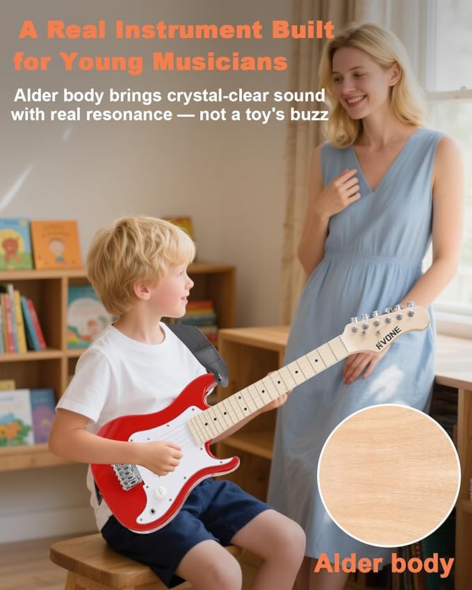 Kids Electric Guitar Beginner Kit 30 Inch, Mini ST Style Electric Guitar for Boys Girls with Amp 5W, Gig Bag, Tuner, Strap, Cable, Picks, Extra Strings, RST-70 Red