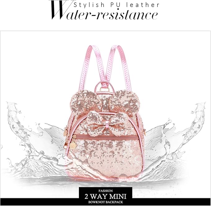 KL928 Girls Bowknot Polka Dot Cute Mini Backpack Small Daypacks Convertible Shoulder Bag Purse for Women