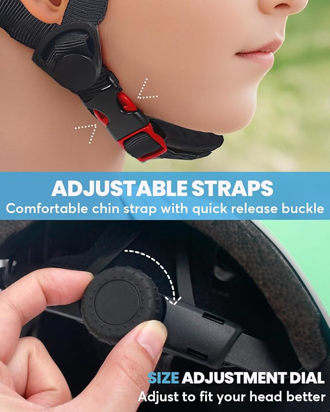 Kids Bike Helmet and Pads Set for Ages 2–14, CPSC Certified Adjustable Helmet with Knee Elbow Wrist Guards, for Skateboard, Scooter, Skating, Rollerblading, Multi-Sport Protective Gear