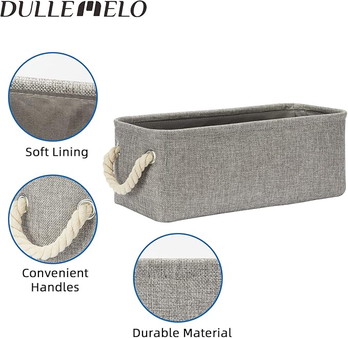DULLEMELO Toilet Paper Storage Basket, Toilet Tank Basket with Rope Handles (Grey)