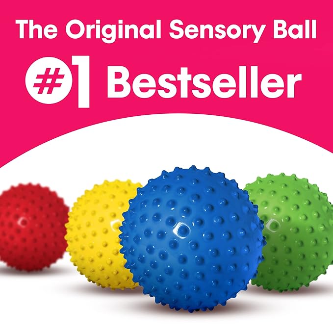 Edushape Original Sensory Ball for Baby - 7" Deflated with Pump, Yellow, Enhances Gross Motor Skills for Kids 6 Months & Up