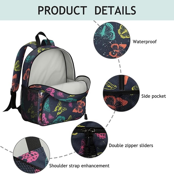 Toddler Backpack for Girls 3-8: Preschool Kindergarten Backpack - Cute Kids Backpacks for Girls-Colorful Butterfly
