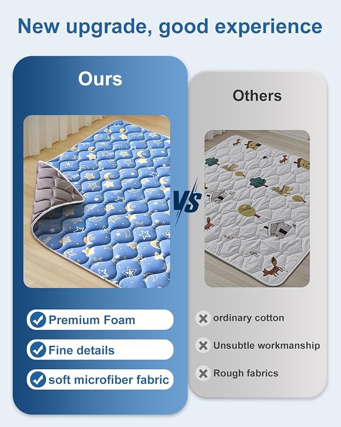 Odorless Premium Foam Baby Play Mat 4ft x 6ft, Soft Microfiber Fabric Crawling Mat for Floor- Comfortable and Hypoallergenic, Non-Slip Cushioned Floor Playpen mat for Infants,Babies,Toddlers