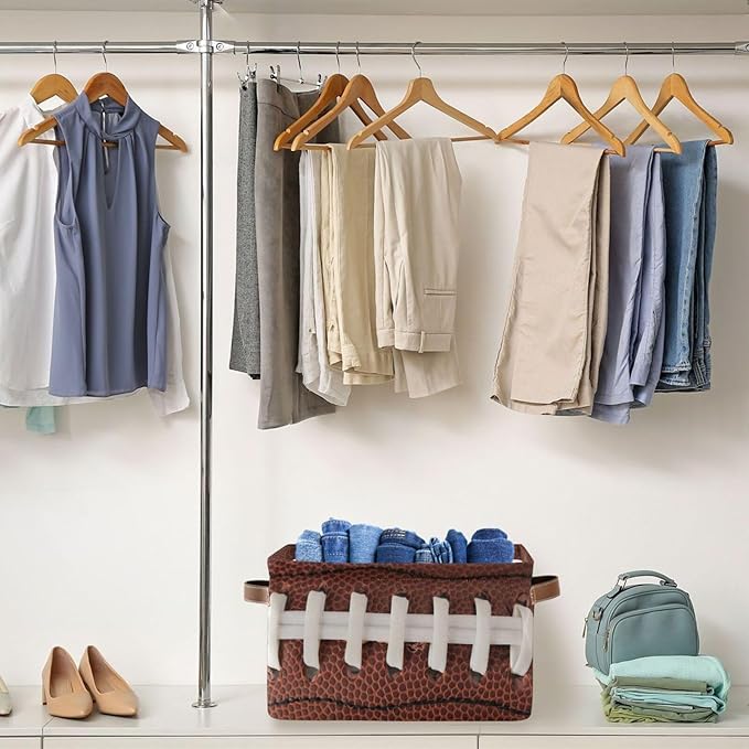 Storage Basket Bin American Football Cool Organizer Basket Collapsible Shelf Basket Cube with handle for Nursery Bedroom Bathroom, one sizex1