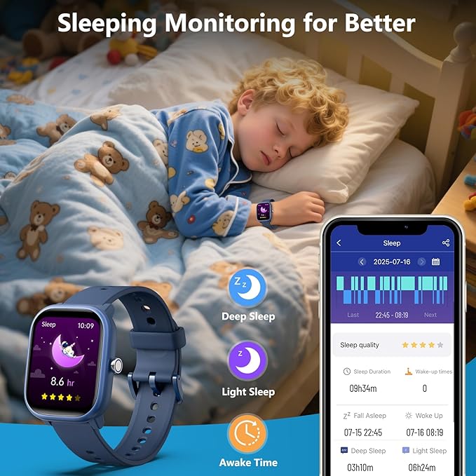 Kids Wach for Girls Boys 6-15 Year Old - Smart Watch for Kids 1.8" Fitness Tracker,No Phone Needed,Pedometer Sleep Monitor Heart Rate Waterproof,Puzzle Game for Girls Boys Teens Birthday Gift (Blue)