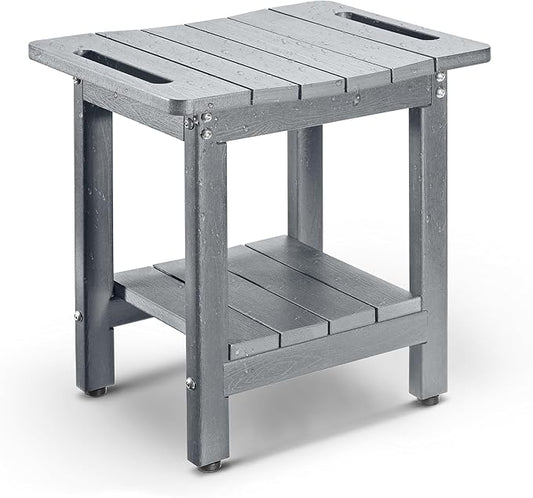 HDPE Shower Bench Seat Capacity 300LB, Waterproof Bathroom Stool with Side Carry Holes, Compact 16.8" L Design, Non-Slip Shower Seat for Elderly, Shaving Legs & Spa - Indoor/Outdoor Use (Gray)